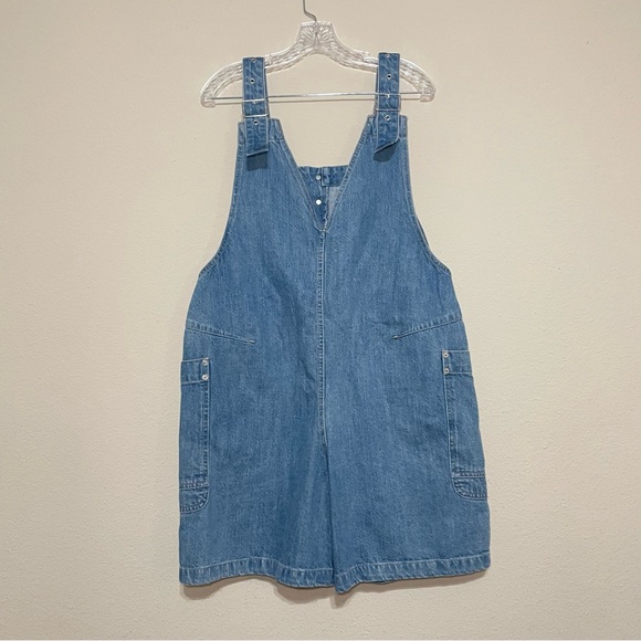 Free People We The Free Set It Off Long Shortalls Medium Wash Denim Sz Small - Picture 5 of 13